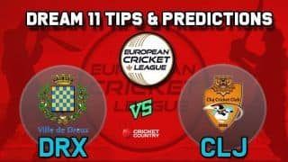 Dream11 Team DRX vs CLJ Group A European Cricket League-T10 – Cricket Prediction Tips For Today’s T10 Match Dreux Cricket Club vs Cluj Cricket Club at La Manga Club